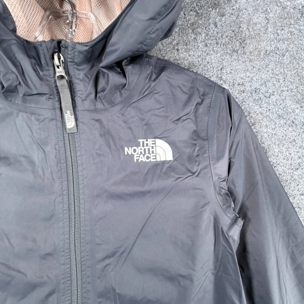 The North Face Dryvent Jacket Girls Medium 10-12 Gray Mesh Lined Hooded Full Zip